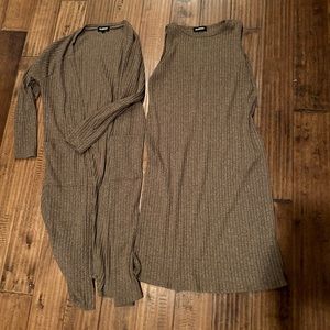 Rubbed sweater and duster set | size L
